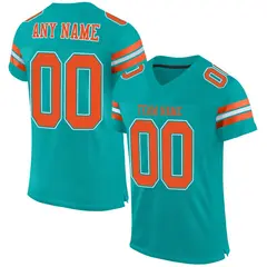 Aqua Orange-White Classic Mesh Authentic Football Jersey 1
