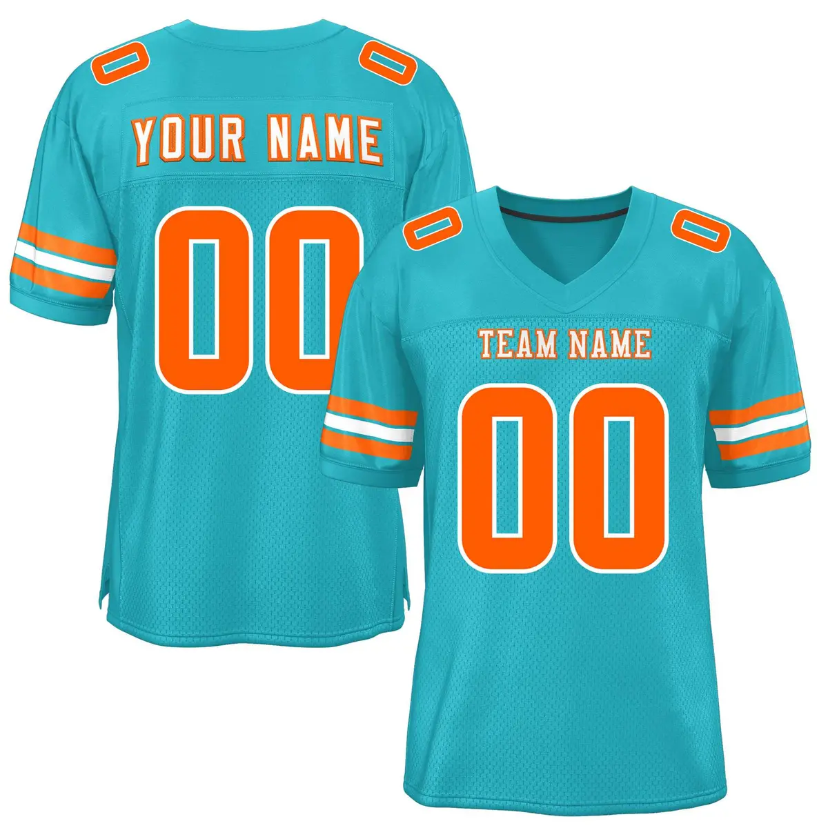 Aqua Orange-White Classic Mesh Authentic Football Jersey