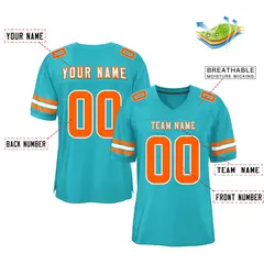 Aqua Orange-White Classic Mesh Authentic Football Jersey 2