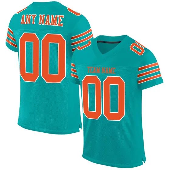 Aqua Orange-White Classic Mesh Authentic Football Jersey