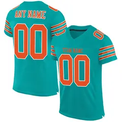 Aqua Orange-White Classic Mesh Authentic Football Jersey 1
