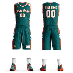 Aqua Orange White Classic Mesh Basketball Jersey Sets