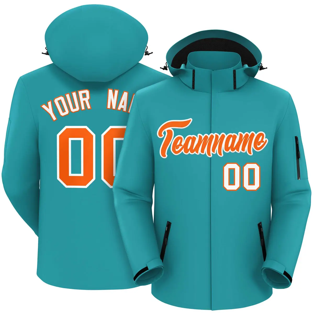 Aqua Orange-White Classic Style Waterproof Jacket