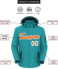 Aqua Orange-White Classic Style Waterproof Jacket 2