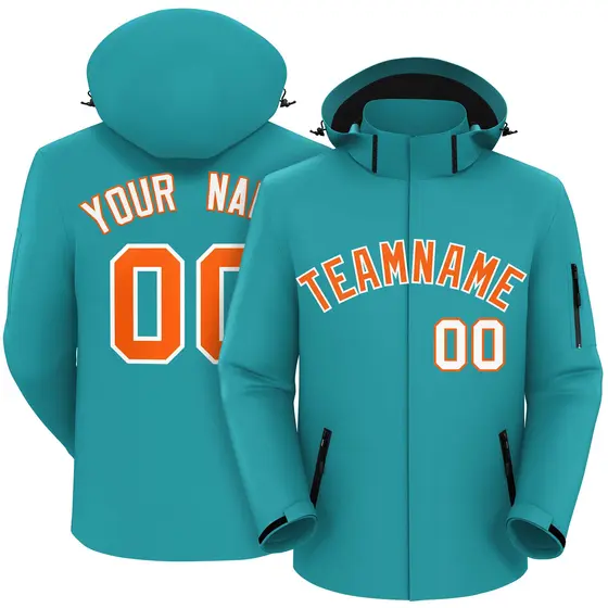Aqua Orange-White Classic Style Waterproof Jacket
