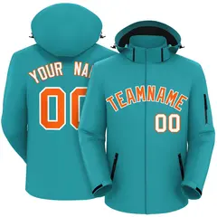 Aqua Orange-White Classic Style Waterproof Jacket 1