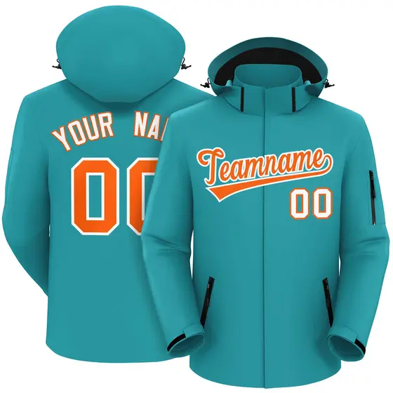 Aqua Orange-White Classic Style Waterproof Jacket