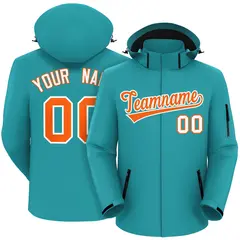 Aqua Orange-White Classic Style Waterproof Jacket 1