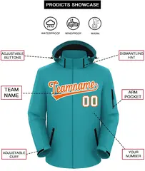 Aqua Orange-White Classic Style Waterproof Jacket 2