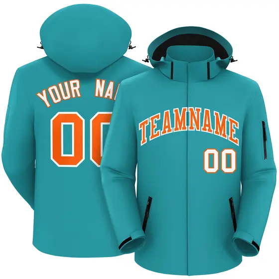 Aqua Orange-White Classic Style Waterproof Jacket