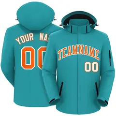 Aqua Orange-White Classic Style Waterproof Jacket 1