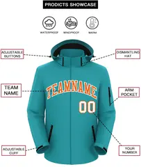 Aqua Orange-White Classic Style Waterproof Jacket 2