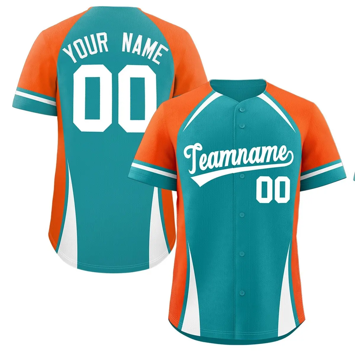 Aqua Orange-White Color Block Authentic Baseball Jersey