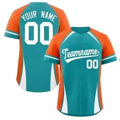 Aqua Orange-White Color Block Authentic Baseball Jersey 1
