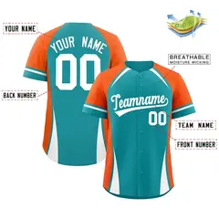 Aqua Orange-White Color Block Authentic Baseball Jersey 2