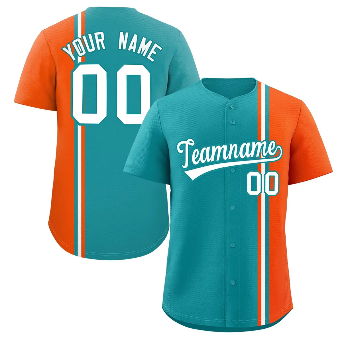 Aqua Orange-White Color Block Authentic Baseball Jersey