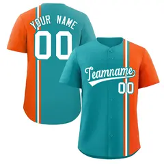 Aqua Orange-White Color Block Authentic Baseball Jersey 1
