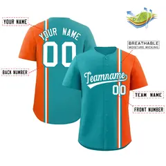 Aqua Orange-White Color Block Authentic Baseball Jersey 2