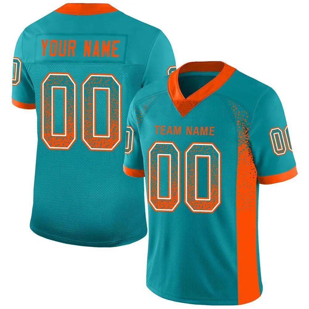 Aqua Orange-White Drift Fashion Mesh Football Jersey