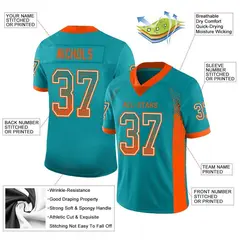 Aqua Orange-White Drift Fashion Mesh Football Jersey 2