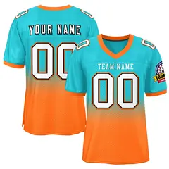 Aqua Orange-White Gradient Football Jersey