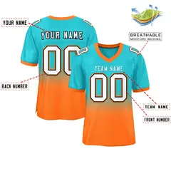 Aqua Orange-White Gradient Football Jersey 2