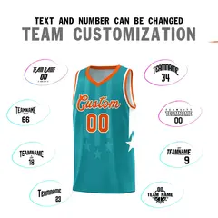Aqua Orange White Gradient Star Graffiti Basketball Jersey 4