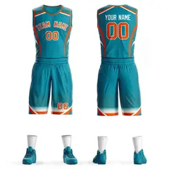 Aqua Orange-White Graffiti Points Element Basketball Jersey