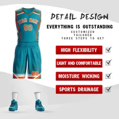 Aqua Orange-White Graffiti Points Element Basketball Jersey 2