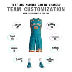 Aqua Orange-White Graffiti Points Element Basketball Jersey 4