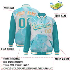 Aqua Orange-White Graffiti Tie Dye Varsity Letterman Jacket 2