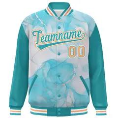 Aqua Orange-White Graffiti Tie Dye Varsity Letterman Jacket 3