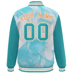 Aqua Orange-White Graffiti Tie Dye Varsity Letterman Jacket 4