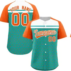 Aqua Orange White Raglan Star Print Baseball Jersey 1