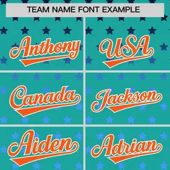 Aqua Orange White Raglan Star Print Baseball Jersey 3
