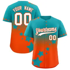 Aqua Orange White Rising Stars Gradient Baseball Jersey