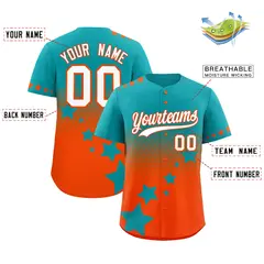 Aqua Orange White Rising Stars Gradient Baseball Jersey 2