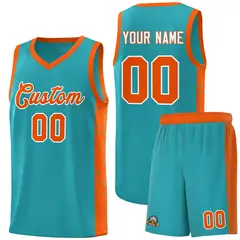 Aqua Orange-White Side Splash Basketball Uniform Jersey 1