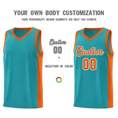 Aqua Orange-White Side Splash Basketball Uniform Jersey 3