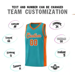 Aqua Orange-White Side Splash Basketball Uniform Jersey 4