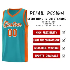 Aqua Orange-White Side Splash Basketball Uniform Jersey 5