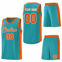 Aqua Orange-White Side Splash Basketball Uniform Jersey 6