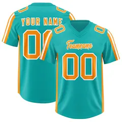 Aqua Orange White Side Stripe Authentic Football Jersey 1