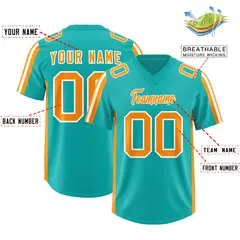Aqua Orange White Side Stripe Authentic Football Jersey 2