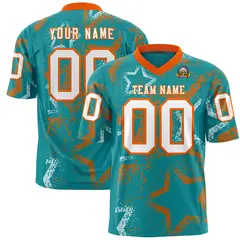 Aqua Orange-White Star Graffiti Authentic Football Jersey 1