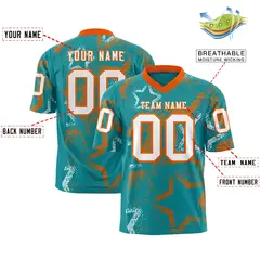Aqua Orange-White Star Graffiti Authentic Football Jersey 2