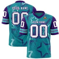 Aqua Orange-White Star Pattern Authentic Football Jersey