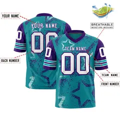 Aqua Orange-White Star Pattern Authentic Football Jersey 2