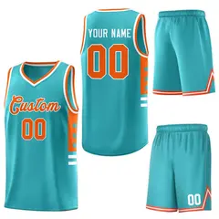 Aqua Orange-White Star Pattern Basketball Jersey 5