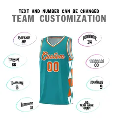 Aqua Orange-White Triangle Splicing Basketball Jersey 3